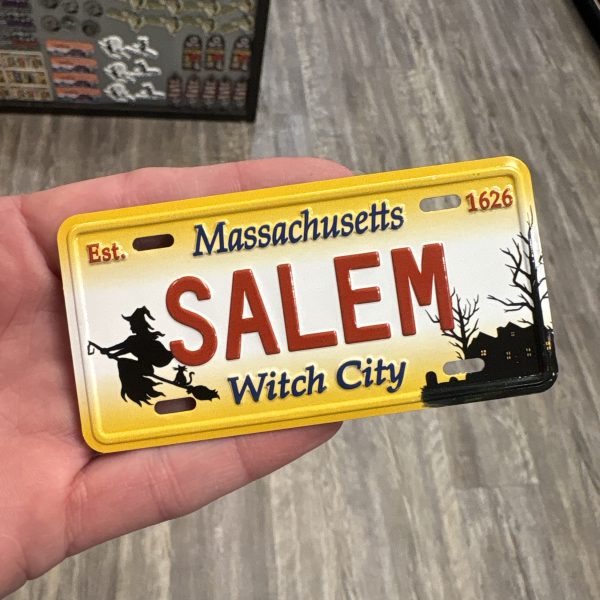 Salem Witch City License Plate Magnet Yellow