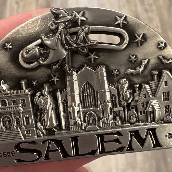 Salem Witch Flying Over City Magnet Silver