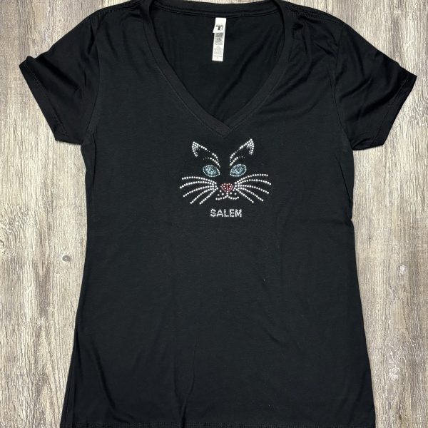 Glitter Cat V-neck