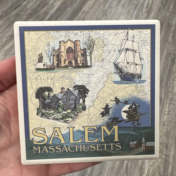 Salem Ma Map Ceramic Coaster