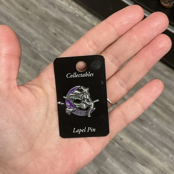 Purple Glitter Witch Pin
